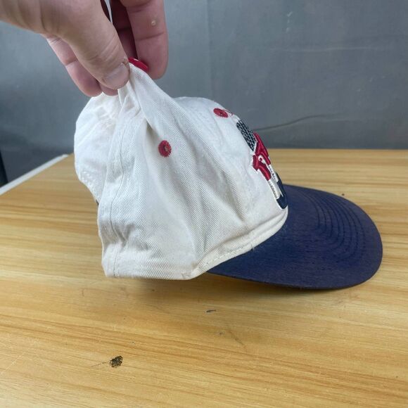 USA Flag Vintage Embroidery Snapback Cap Hat One Size Fits All White Blue - Picture 5 of 7